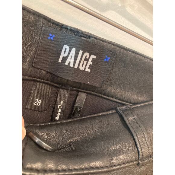 Paige Real Leather Button Fly Jeans Straight-Leg Pants Sz 28 ~ So 90s Edge - Picture 4 of 9